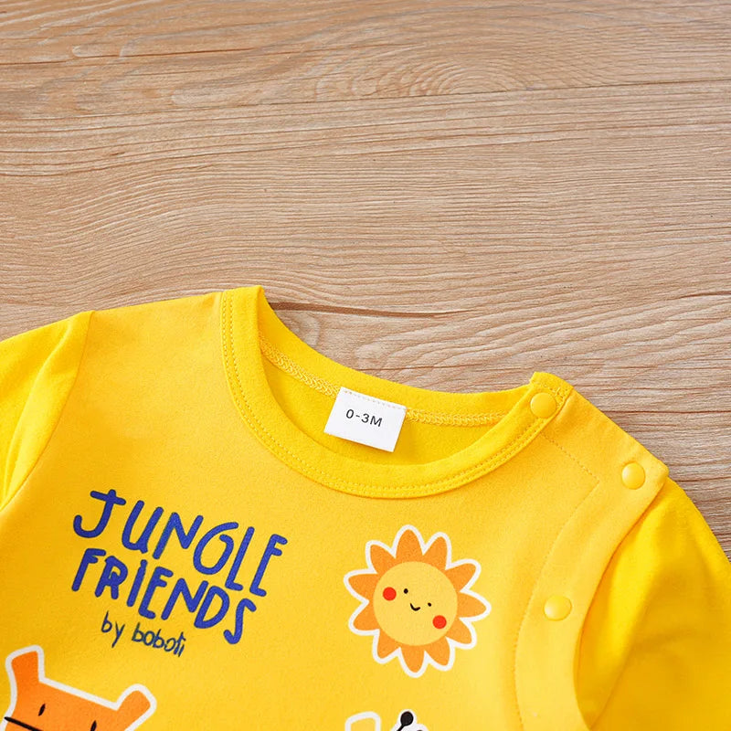 Macacão Bebê Amarelo Animal com Pezinho detalhe 3 Raizza Kids