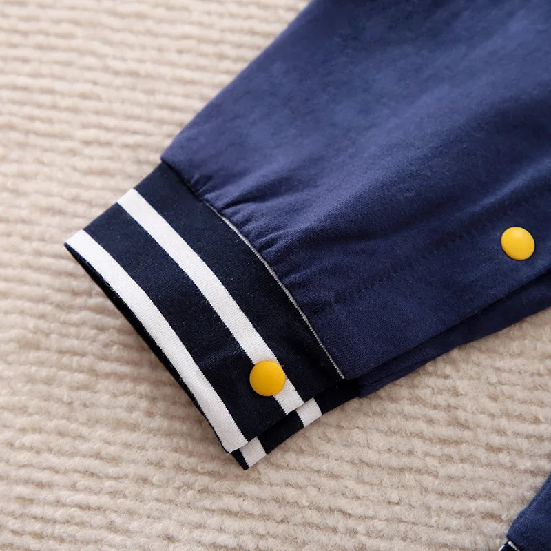 Macacão Bebê Baseball Azul em Algodão detalhe 5 Raizza Kids