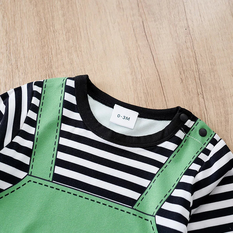 Macacão Bebê Menino Zebra Verde detalhe 3 Raizza Kids