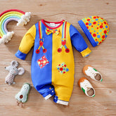 Macacão Bebê Fantasia com Touca 2 Peças cor Colorido tamanho 6 a 9 meses Raizza Kids