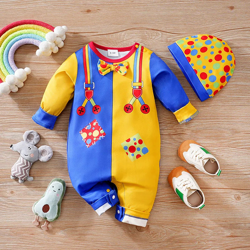 Macacão Bebê Fantasia com Touca 2 Peças cor Colorido tamanho 6 a 9 meses Raizza Kids
