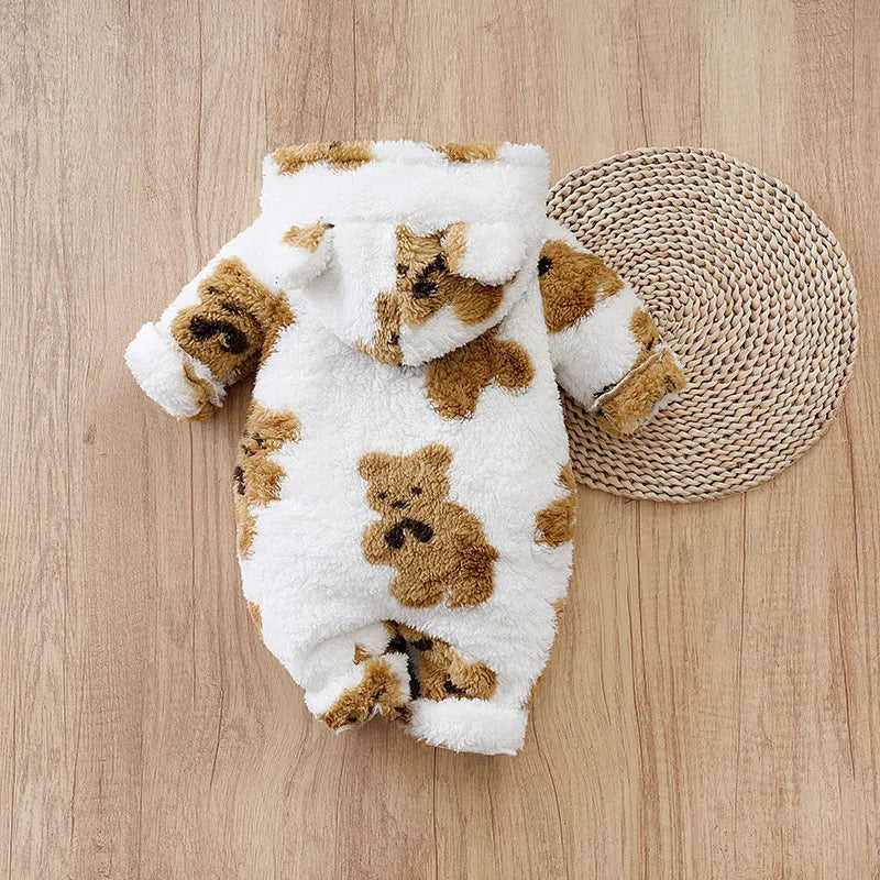Macacão Bebê Inverno Urso Branco detalhe 2 Raizza Kids