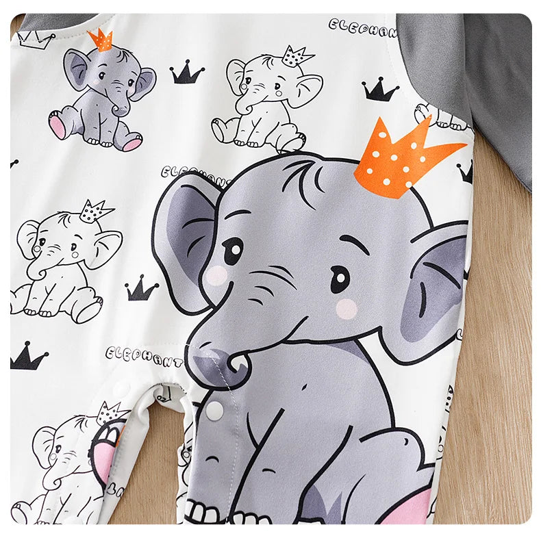 Macacão Bebê Menino Elefante Cinza detalhe 10 Raizza Kids