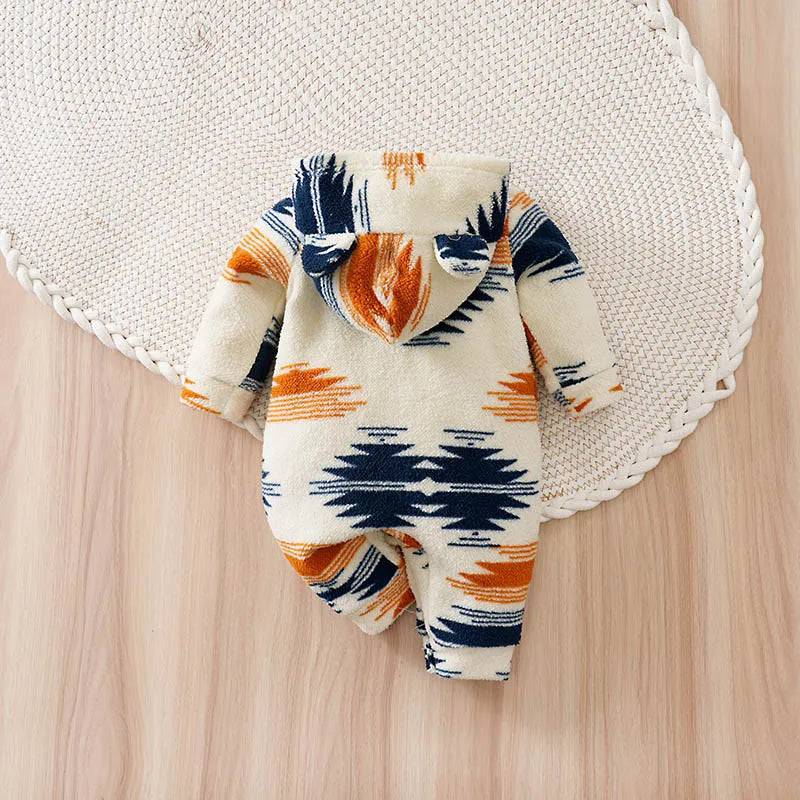 Macacão Bebê Inverno Natal Nórdico com Capuz detalhe 2 Raizza Kids
