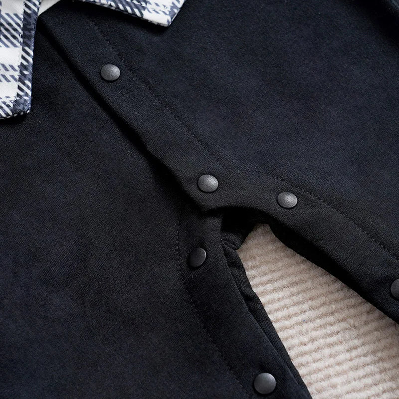 Macacão Bebê Gentleman Xadrez detalhe 6 Raizza Kids
