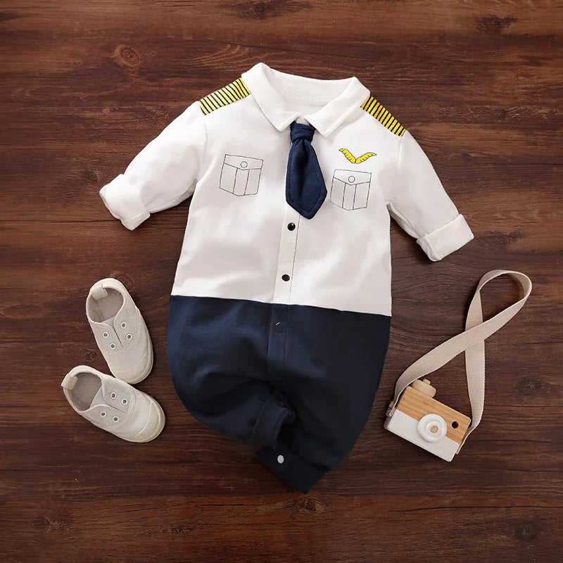 Macacão Bebê Capitão Branco em Algodão cor Branco tamanho 0 a 3 meses Raizza Kids