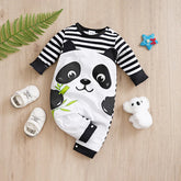 Romper Bebê Panda 3D em Algodão cor Preto tamanho 0 a 3 meses Raizza Kids