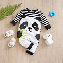 Romper Bebê Panda 3D em Algodão cor Preto tamanho 0 a 3 meses Raizza Kids