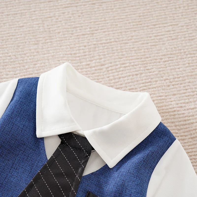 Macacão Bebê Menino Festa Gentleman Azul detalhe 3 Raizza Kids