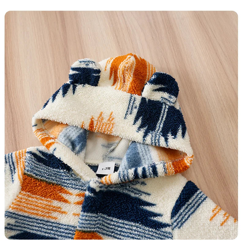 Macacão Bebê Inverno Natal Nórdico com Capuz detalhe 9 Raizza Kids