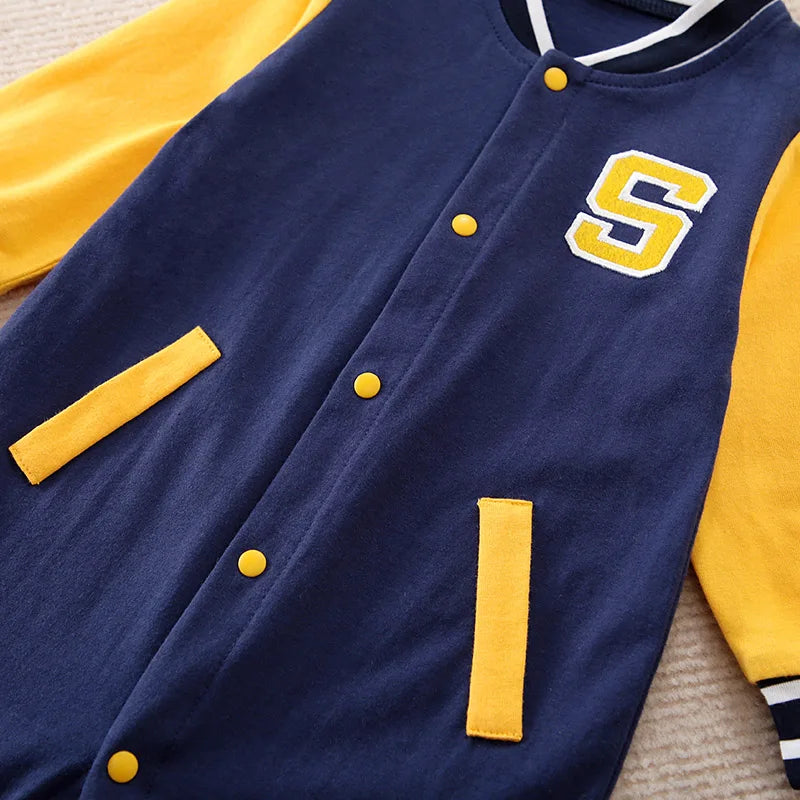 Macacão Bebê Baseball Azul em Algodão detalhe 4 Raizza Kids