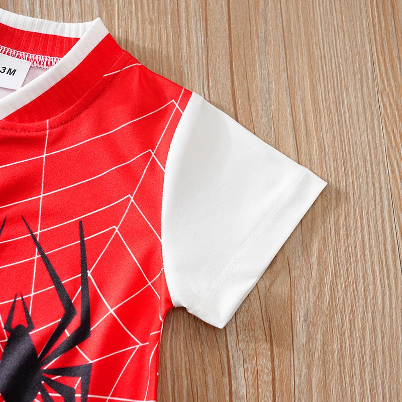 Body Bebê Menino Aranha Vermelho e Preto detalhe 4 Raizza Kids