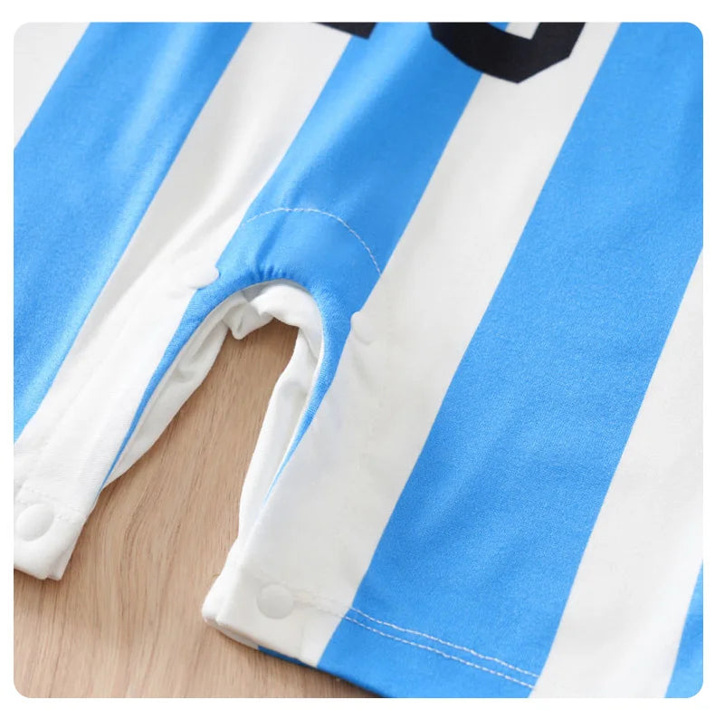 Body Bebê Futebol Camisa 10 Azul e Branco detalhe 12 Raizza Kids