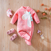 Macacão Bebê Menina Dinossauro Peluciado cor Rosa tamanho 0 a 3 meses Raizza Kids