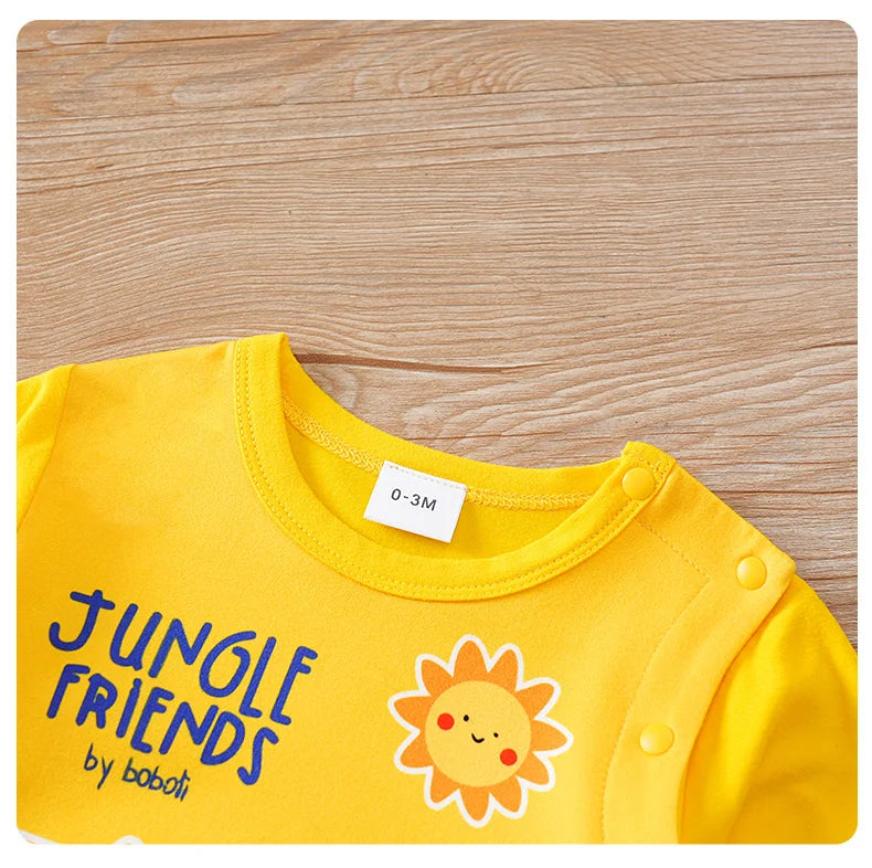 Macacão Bebê Amarelo Animal com Pezinho detalhe 9 Raizza Kids