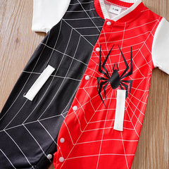 Body Bebê Menino Aranha Vermelho e Preto detalhe 5 Raizza Kids