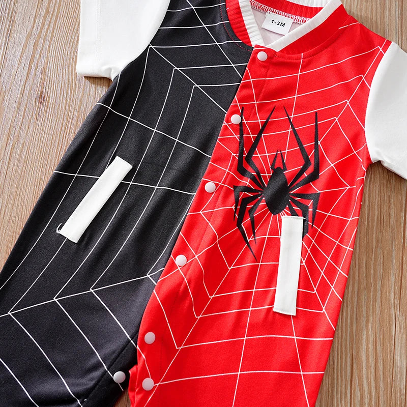 Body Bebê Menino Aranha Vermelho e Preto detalhe 5 Raizza Kids