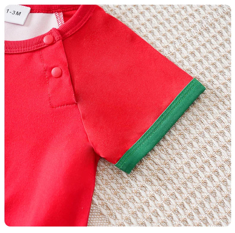 Body Bebê Futebol Camisa 7 Vermelho e Verde detalhe 11 Raizza Kids