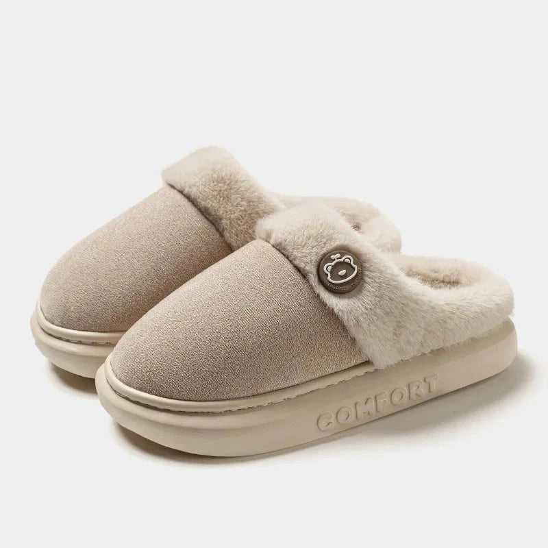 Pantufa Feminina Aberta Peluciada cor Cáqui tamanho 42-43 Raizza Kids