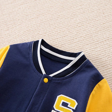 Macacão Bebê Baseball Azul em Algodão detalhe 3 Raizza Kids