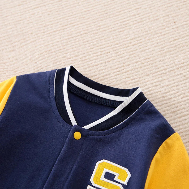 Macacão Bebê Baseball Azul em Algodão detalhe 3 Raizza Kids