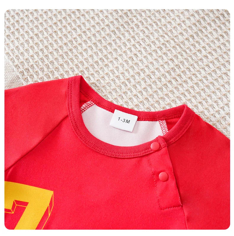 Body Bebê Futebol Camisa 7 Vermelho e Verde detalhe 9 Raizza Kids