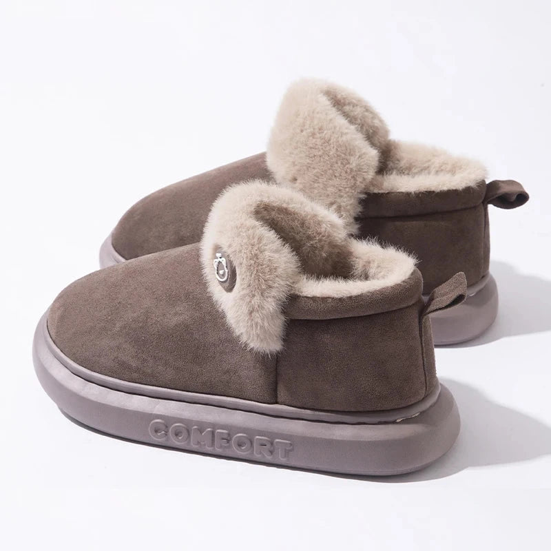 Pantufa Peluciada Unissex com Solado EVA cor Café tamanho 40-41 Raizza Kids
