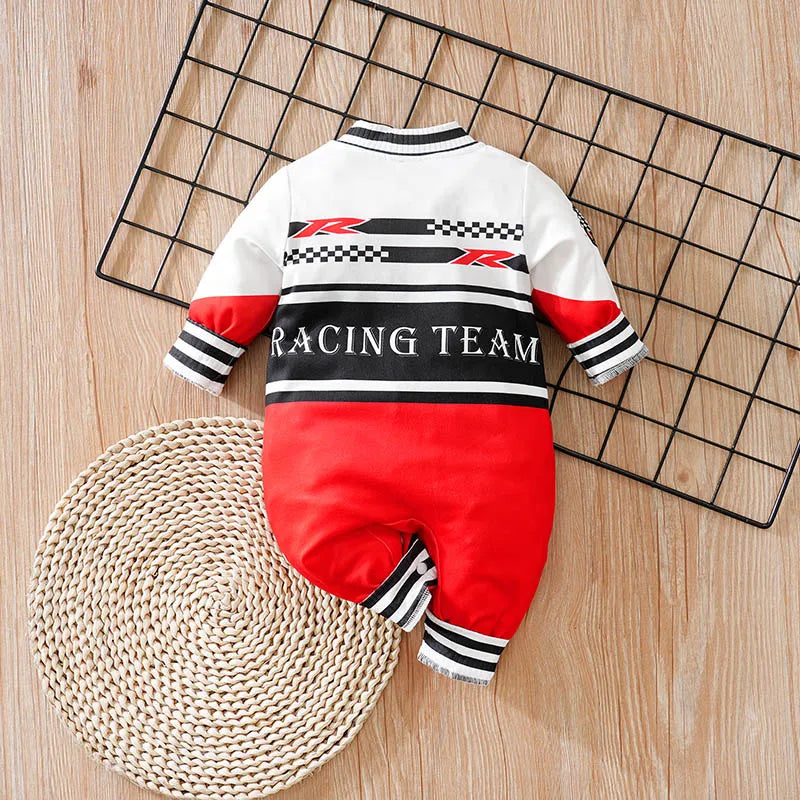 Macacão Bebê Menino Motociclista Vermelho detalhe 2 Raizza Kids