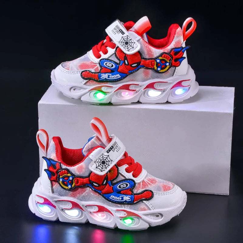 Tênis Infantil Masculino Homem Aranha Spider Led