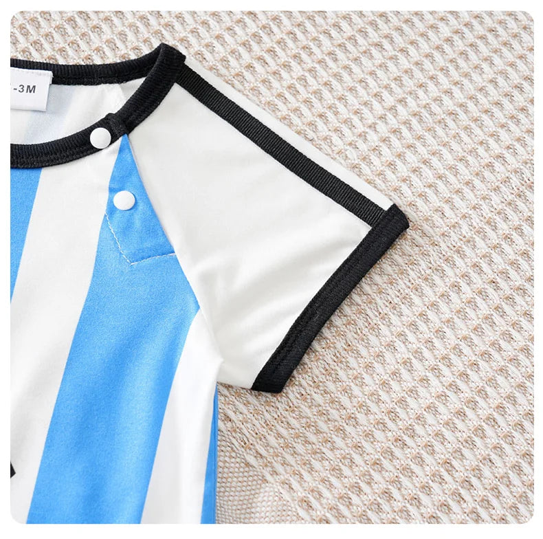 Body Bebê Futebol Camisa 10 Azul e Branco detalhe 11 Raizza Kids