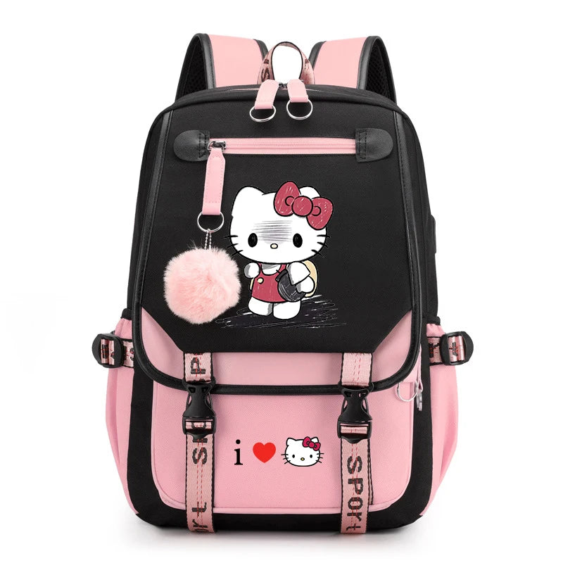 Mochila Escolar Hello Kitty Luxo