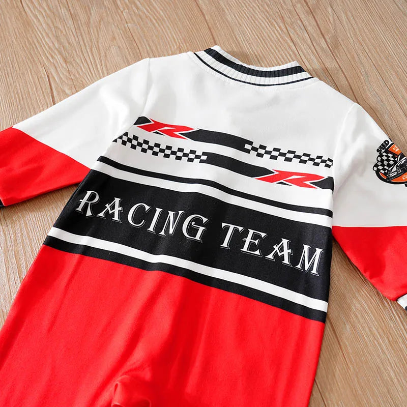 Macacão Bebê Menino Motociclista Vermelho detalhe 4 Raizza Kids