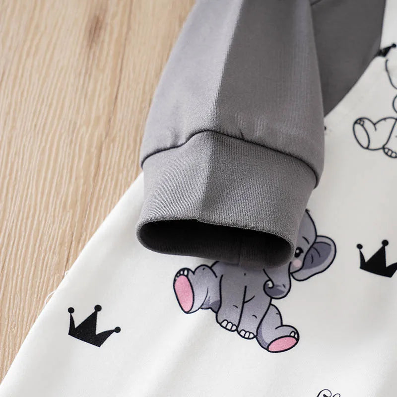 Macacão Bebê Menino Elefante Cinza detalhe 6 Raizza Kids