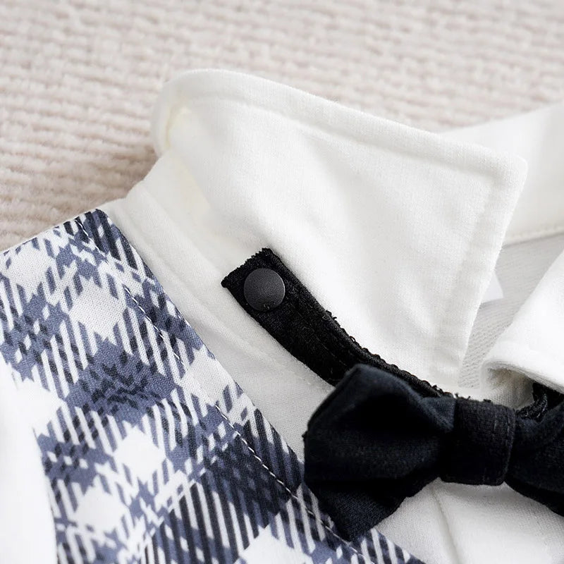 Macacão Bebê Gentleman Xadrez detalhe 5 Raizza Kids