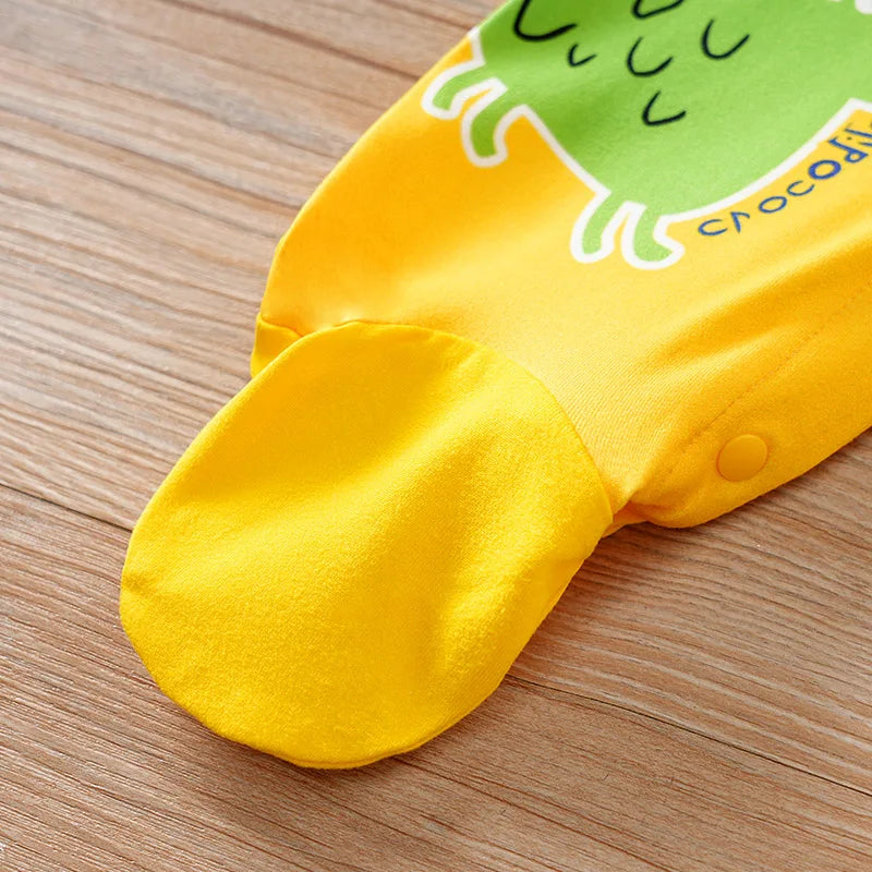 Macacão Bebê Amarelo Animal com Pezinho detalhe 6 Raizza Kids