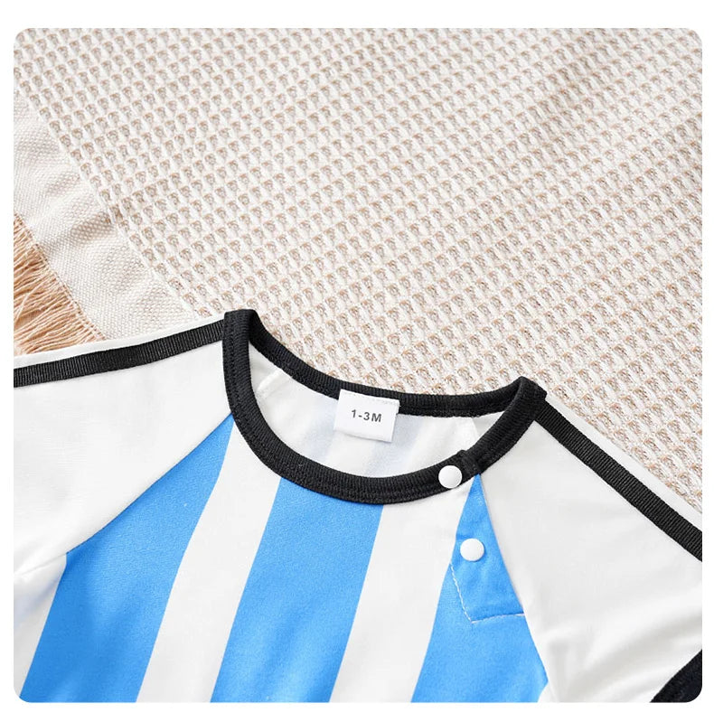 Body Bebê Futebol Camisa 10 Azul e Branco detalhe 9 Raizza Kids
