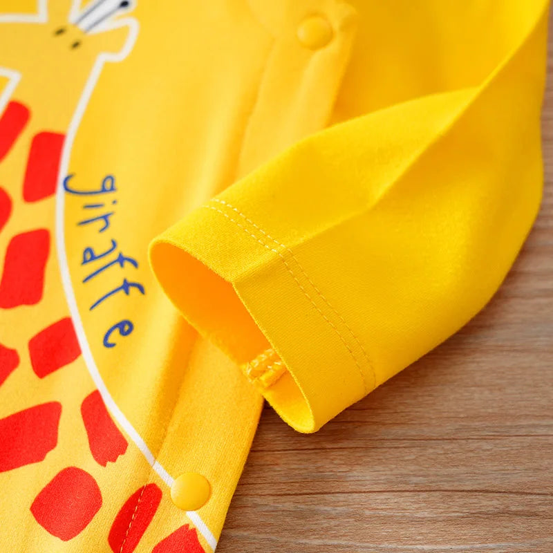 Macacão Bebê Amarelo Animal com Pezinho detalhe 5 Raizza Kids