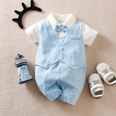 Body Bebê Menino Gentleman com Gravata cor Azul-céu tamanho 3 a 6 meses Raizza Kids