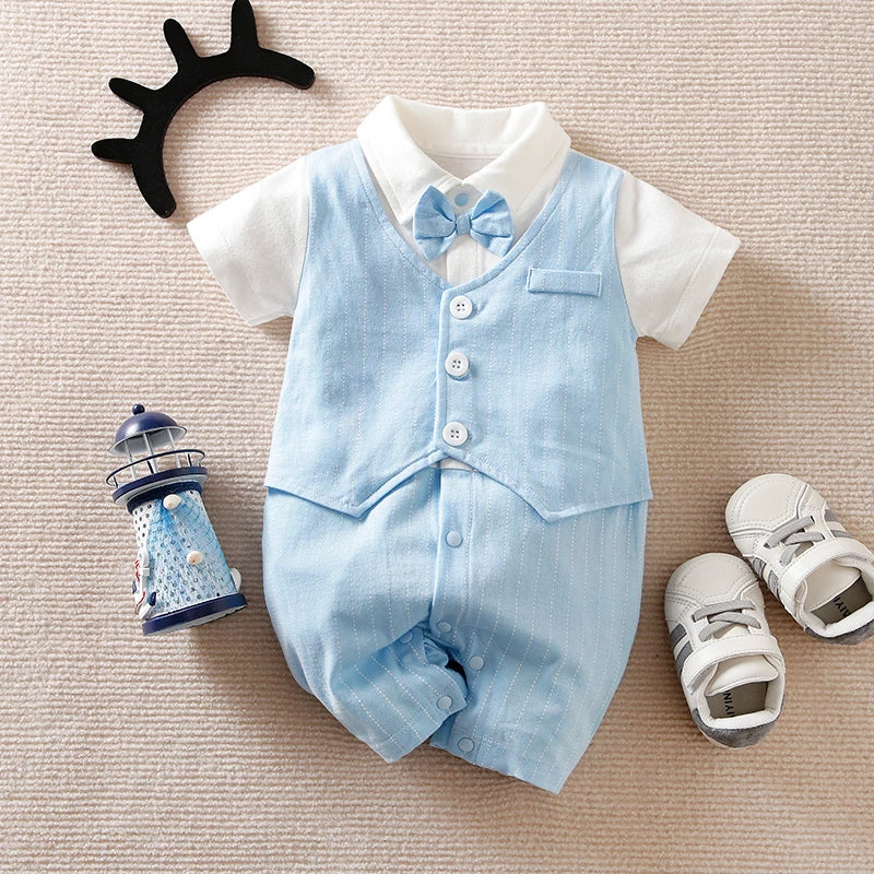 Body Bebê Menino Gentleman com Gravata cor Azul-céu tamanho 3 a 6 meses Raizza Kids