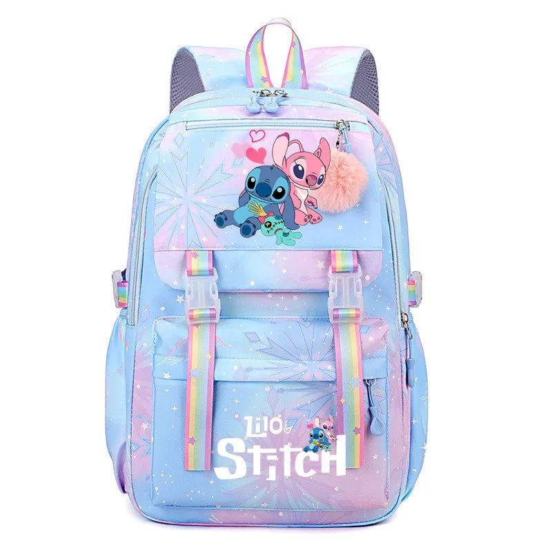 Mochila Escolar Stitch Rainbow