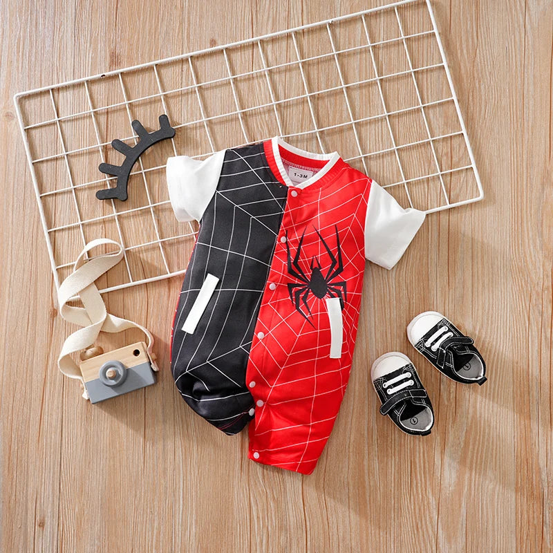 Body Bebê Menino Aranha Vermelho e Preto cor Preto tamanho 6 a 9 meses Raizza Kids
