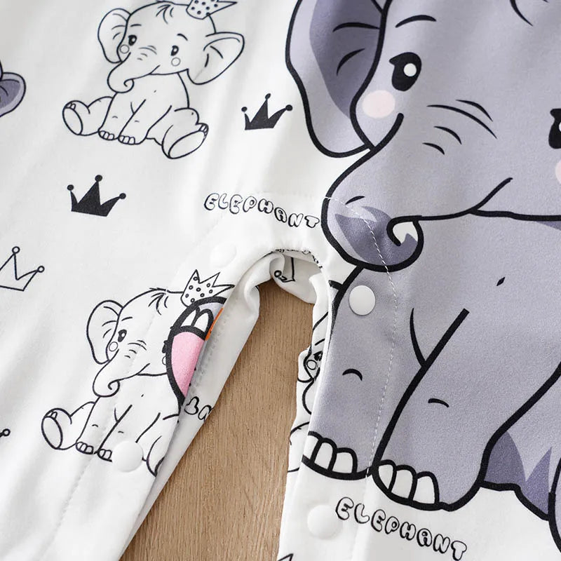 Macacão Bebê Menino Elefante Cinza detalhe 5 Raizza Kids