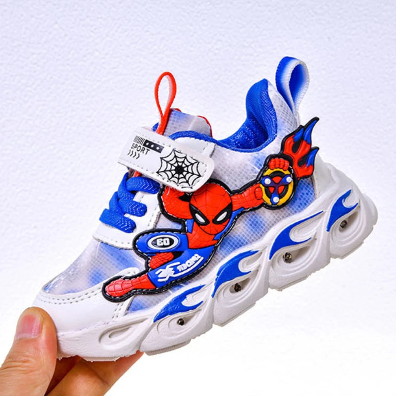 Tênis Infantil Masculino Homem Aranha Spider Led