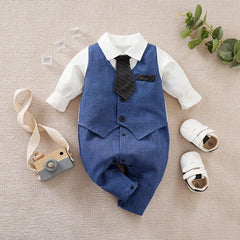 Macacão Bebê Menino Festa Gentleman Azul cor Azul tamanho 12 a 18 meses Raizza Kids