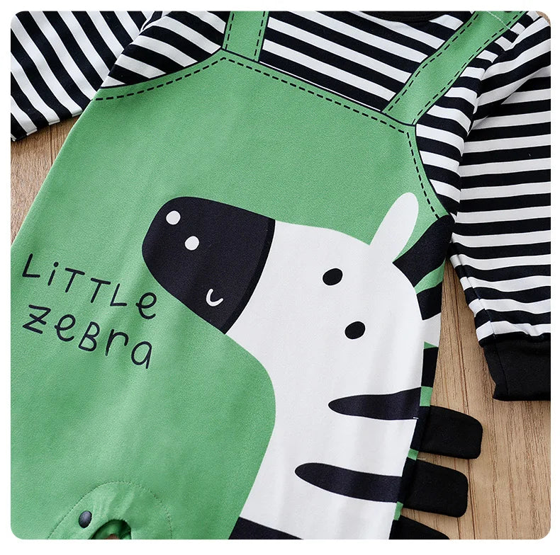 Macacão Bebê Menino Zebra Verde detalhe 11 Raizza Kids