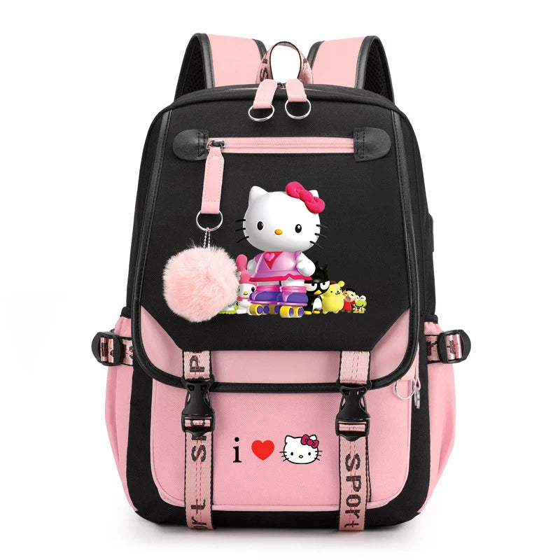 Mochila Escolar Hello Kitty Luxo