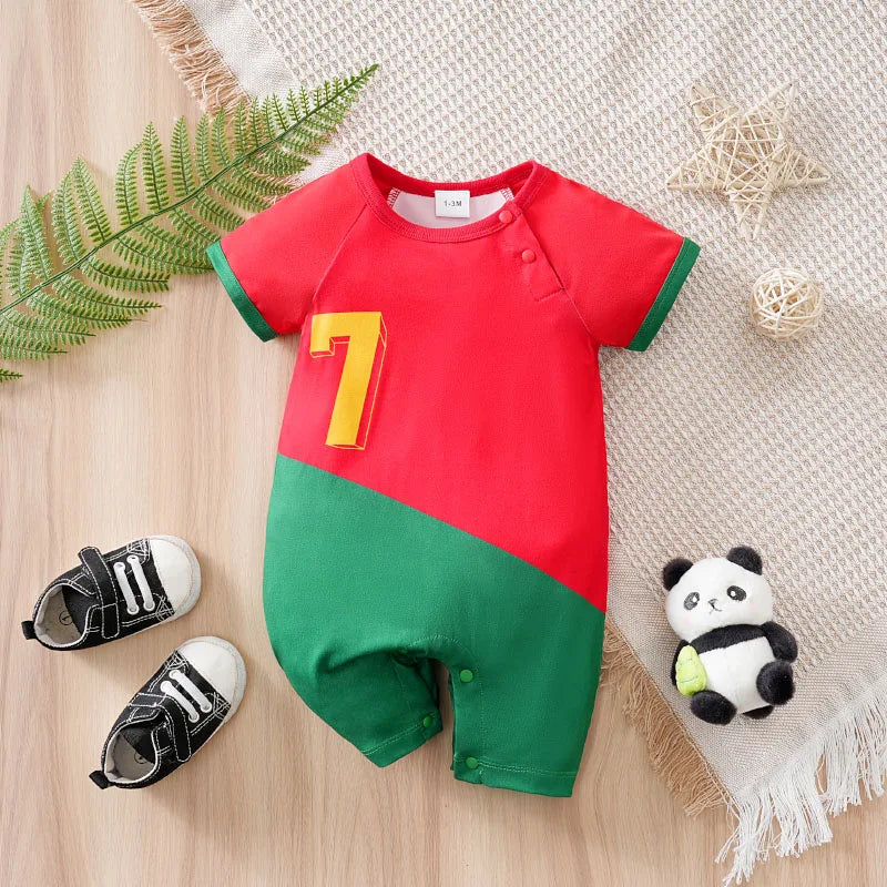 Body Bebê Futebol Camisa 7 Vermelho e Verde cor Vermelho e Verde tamanho 3 a 6 meses Raizza Kids