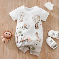 Body Bebê Safari Animais Manga Curta cor Cinza tamanho 0 a 3 meses Raizza Kids