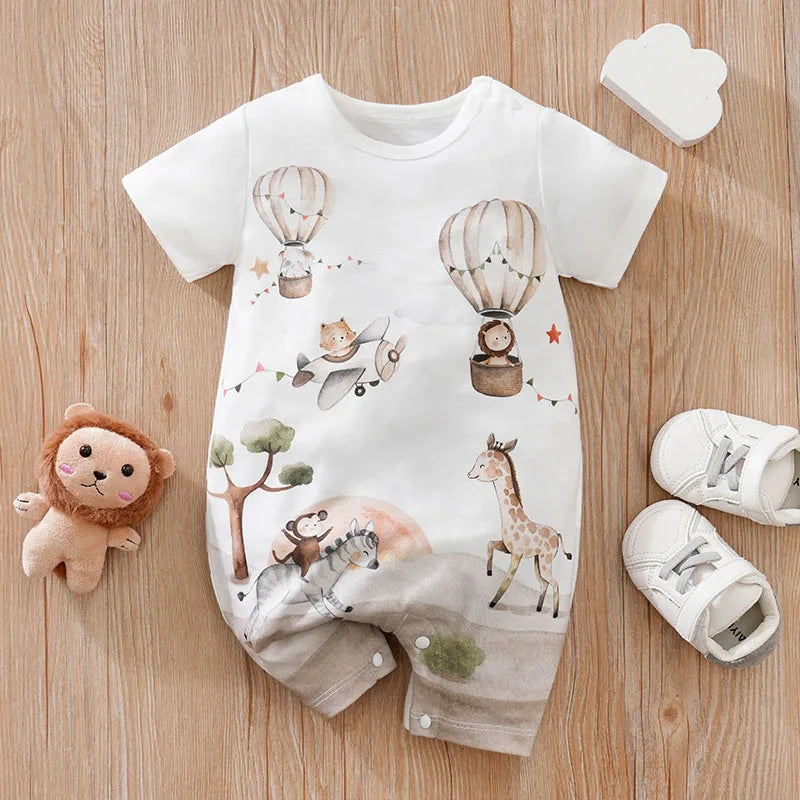Body Bebê Safari Animais Manga Curta cor Cinza tamanho 0 a 3 meses Raizza Kids