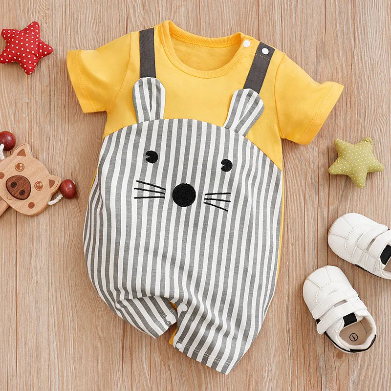 Romper Bebê Ratinho com Orelhinhas cor Amarelo tamanho 0 a 3 meses Raizza Kids